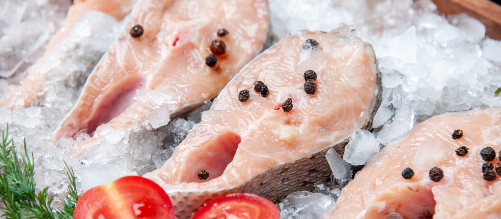 salmon with ice